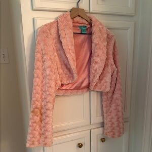 Pink Faux Fur Cropped Jacket